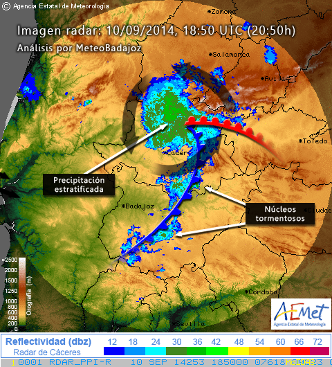 AEMET. Radar Caceres ESPAÑA Análisis Meteorológico